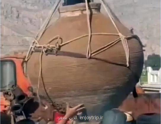 خمره سفالی در ارتباط با دوره ساسانیان در ارسنجان فارس کشف شد